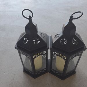 Black Decorative Lantern Pair -
